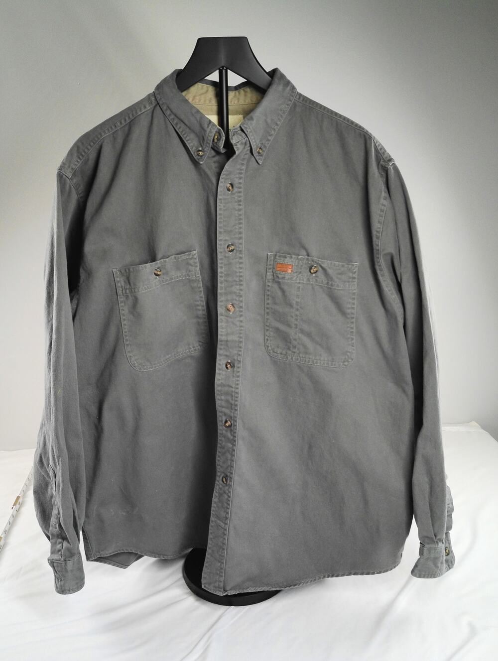 GreatLand Men’s Gray Button-Up Work Shirt L 100% Cotton Long Sleeve